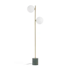 Kave Home Vloerlampen|Vloerlamp Lonela Marmer en messing, 2-lamps Donkergroen