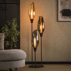 LifestyleFurn Vloerlampen|Vloerlamp Luvia Gemixt glas, 178cm hoog Zwart