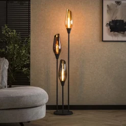 LifestyleFurn Vloerlampen|Vloerlamp Luvia Gemixt glas, 168cm hoog Zwart