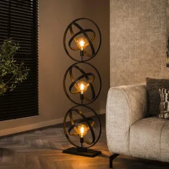 LifestyleFurn Vloerlampen|Vloerlamp Marshay 3-lamps, Artic Black Artic zwart