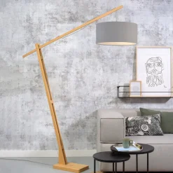 GOOD&MOJO Vloerlampen|Vloerlamp Montblanc Bamboe en Eco linnen