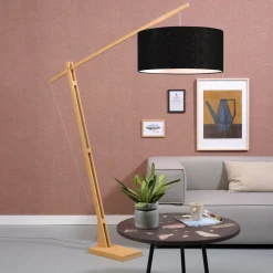 GOOD&MOJO Vloerlampen|Vloerlamp Montblanc Bamboe en Eco linnen, 207cm