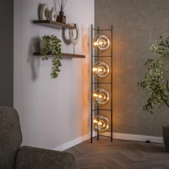 LifestyleFurn Vloerlampen|Vloerlamp Montrell Amber glas, 4-lamps
