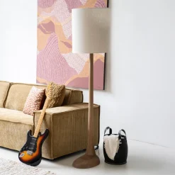 By-Boo Vloerlampen|Vloerlamp Rine Mangohout en Linnen