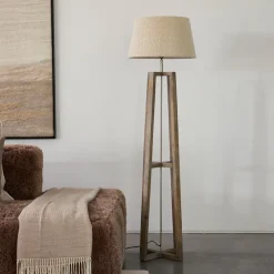 Rivièra Maison Vloerlampen|Vloerlamp Royalton Mangohout, 134cm (excl. kap) Naturel