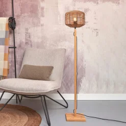 GOOD&MOJO Vloerlampen|Vloerlamp Tanami Bamboe en rotan, 130cm Naturel