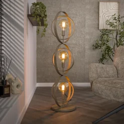 LifestyleFurn Vloerlampen|Vloerlamp Tricia 3-lamps, kleur Beige