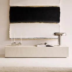 Ethnicraft Wandrekken & Wandkasten|Vloerplank/Salontafel Elements Microcement, 180cm, kleur Off White