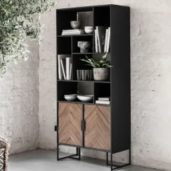 DTP Home Wandrekken & Wandkasten|Wandkast Criss Cross Hout en staal, 185 x 80cm Naturel