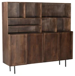 Livingfurn Wandrekken & Wandkasten|Wandkast Elan Brown Mangohout, 180cm