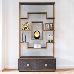 Richmond Interiors Opbergkasten|Wandkast Hunter Eiken, kleur Zwart / Goud