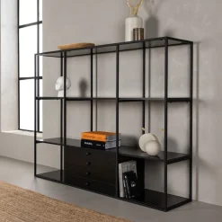 Nohr Wandrekken & Wandkasten|Wandkast Judah MDF en staal, 120 x 150cm Zwart