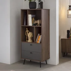 Artistiq Living Wandrekken & Wandkasten|Wandkast Romain 138 x 60cm, kleur Walnoot / Grijs