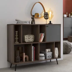 Artistiq Living Wandrekken & Wandkasten|Wandkast Romain 76 x 118cm, kleur Walnoot / Grijs