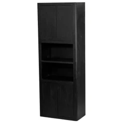 Tower Living Wandrekken & Wandkasten|Wandkast Tenna Mangohout, Met 2 open vakken, 220 x 80cm, kleur Zwart