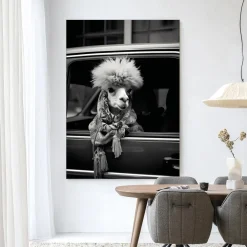 Urban Cotton Wandkleden|Wandkleed Alpaca In Taxi in maat en frame naar keuze