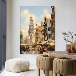 Urban Cotton Wandkleden|Wandkleed Amsterdam in maat en frame naar keuze