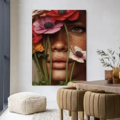 Urban Cotton Wandkleden|Wandkleed Anemone in maat en frame naar keuze
