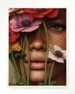 Urban Cotton Wandkleden|Wandkleed Anemone in maat en frame naar keuze