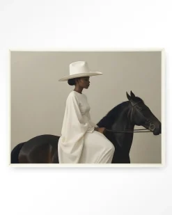 Urban Cotton Wandkleden|Wandkleed Beige Rider in maat en frame naar keuze