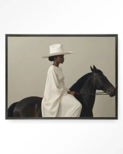 Urban Cotton Wandkleden|Wandkleed Beige Rider in maat en frame naar keuze