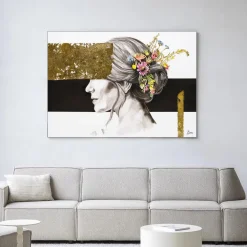 Urban Cotton Wandkleden|Wandkleed Blooming In Gold in maat en frame naar keuze
