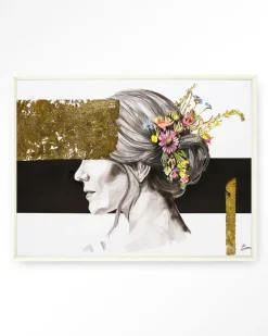 Urban Cotton Wandkleden|Wandkleed Blooming In Gold in maat en frame naar keuze