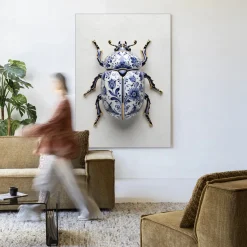 Urban Cotton Wandkleden|Wandkleed Blue Beatle in maat en frame naar keuze