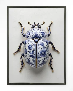 Urban Cotton Wandkleden|Wandkleed Blue Beatle in maat en frame naar keuze