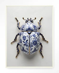 Urban Cotton Wandkleden|Wandkleed Blue Beatle in maat en frame naar keuze