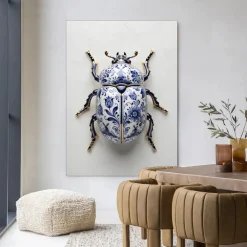 Urban Cotton Wandkleden|Wandkleed Blue Beatle in maat en frame naar keuze