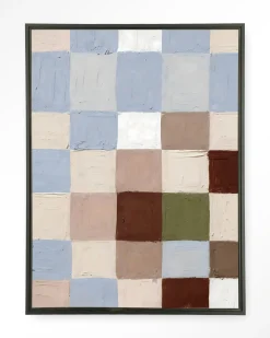 Urban Cotton Wandkleden|Wandkleed Blue Blocks in maat en frame naar keuze