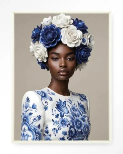 Urban Cotton Wandkleden|Wandkleed Blue Duchess in maat en frame naar keuze