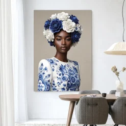 Urban Cotton Wandkleden|Wandkleed Blue Duchess in maat en frame naar keuze