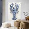 Urban Cotton Wandkleden|Wandkleed Blue Lobster in maat en frame naar keuze