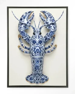Urban Cotton Wandkleden|Wandkleed Blue Lobster in maat en frame naar keuze