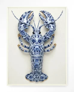 Urban Cotton Wandkleden|Wandkleed Blue Lobster in maat en frame naar keuze