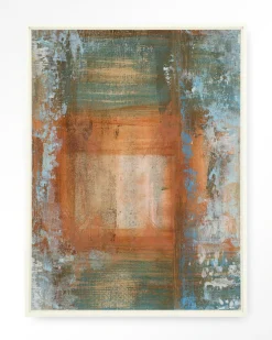 Urban Cotton Wandkleden|Wandkleed Blue Ocker Abstract 1 in maat en frame naar keuze