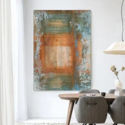 Urban Cotton Wandkleden|Wandkleed Blue Ocker Abstract 1 in maat en frame naar keuze