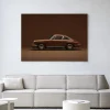 Urban Cotton Wandkleden|Wandkleed Brown Porsche in maat en frame naar keuze