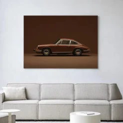 Urban Cotton Wandkleden|Wandkleed Brown Porsche in maat en frame naar keuze