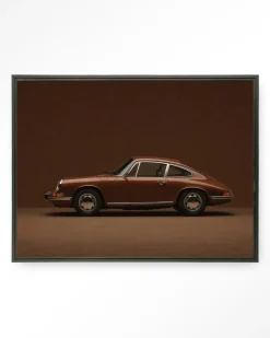 Urban Cotton Wandkleden|Wandkleed Brown Porsche in maat en frame naar keuze