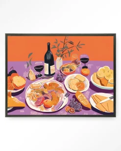 Urban Cotton Wandkleden|Wandkleed Burgundian Table in maat en frame naar keuze