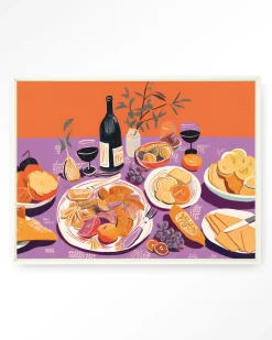 Urban Cotton Wandkleden|Wandkleed Burgundian Table in maat en frame naar keuze