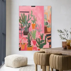 Urban Cotton Wandkleden|Wandkleed Cactus Party in maat en frame naar keuze