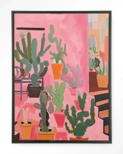 Urban Cotton Wandkleden|Wandkleed Cactus Party in maat en frame naar keuze