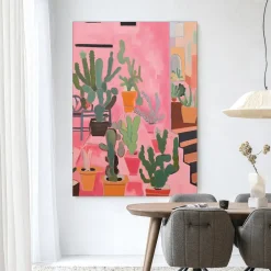 Urban Cotton Wandkleden|Wandkleed Cactus Party in maat en frame naar keuze