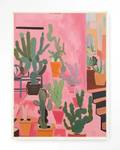 Urban Cotton Wandkleden|Wandkleed Cactus Party in maat en frame naar keuze