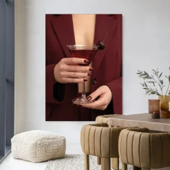 Urban Cotton Wandkleden|Wandkleed Cherry Martini in maat en frame naar keuze