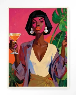 Urban Cotton Wandkleden|Wandkleed Club Tropicana in maat en frame naar keuze